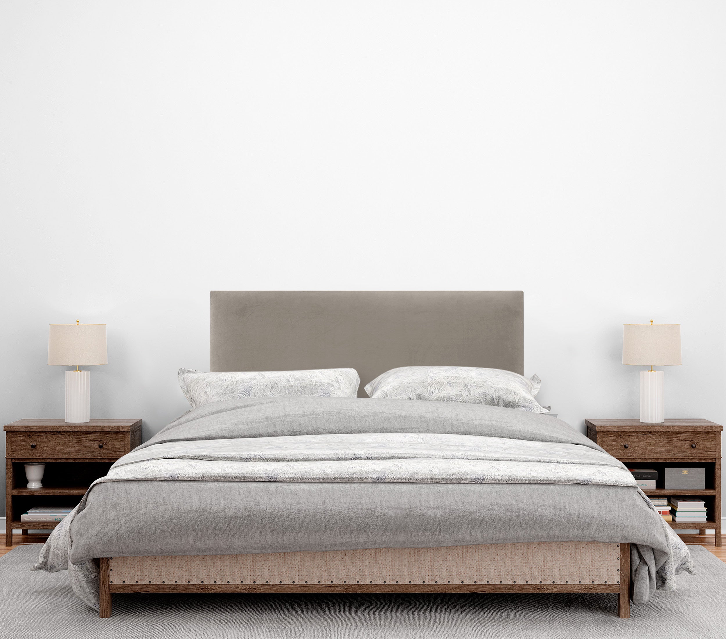 DHOME Testiera in Velluto Liscio Camera da letto Imbottita con Testiera Imbottita Moderna di Fascia Alta (Marrone, 110x50cm) - 4