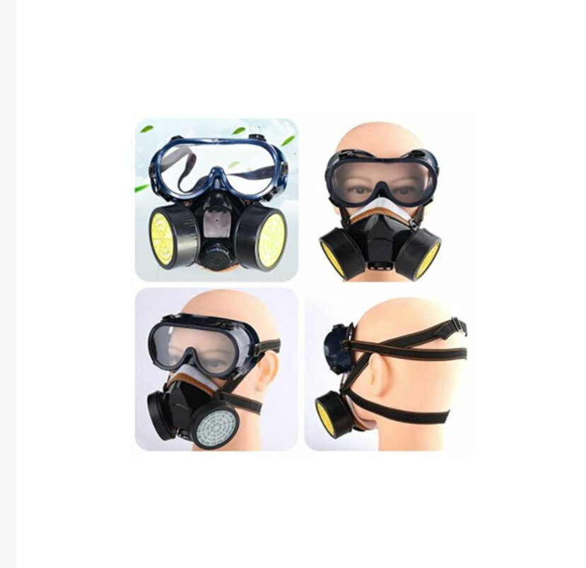 Masque respiratoire réutilisable, masque à double filtration protection contre les vapeurs toxiques, (noir) - 2