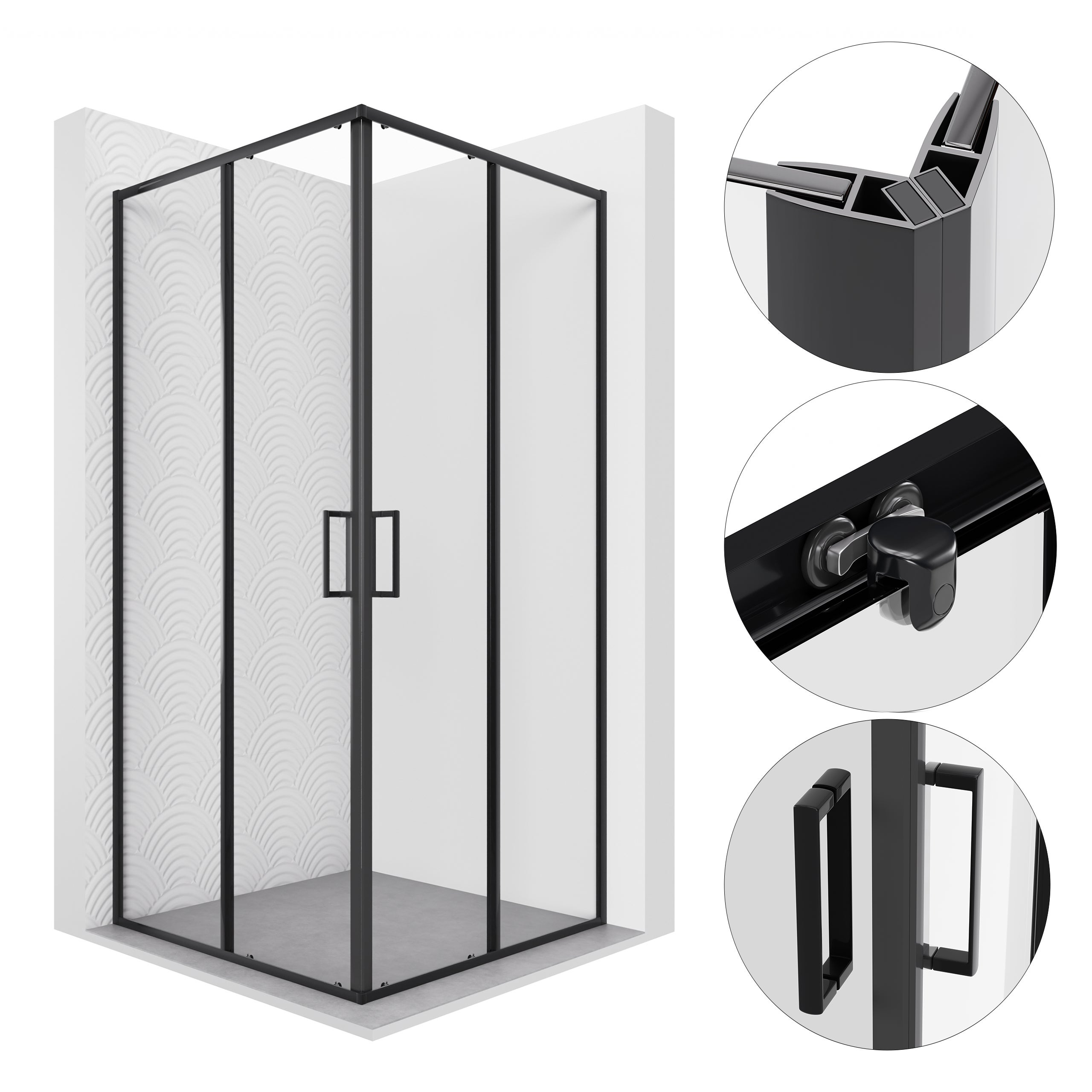 Kabina prysznicowa FERMI kwadratowa 70x70cm czarna SEVANTE - 2