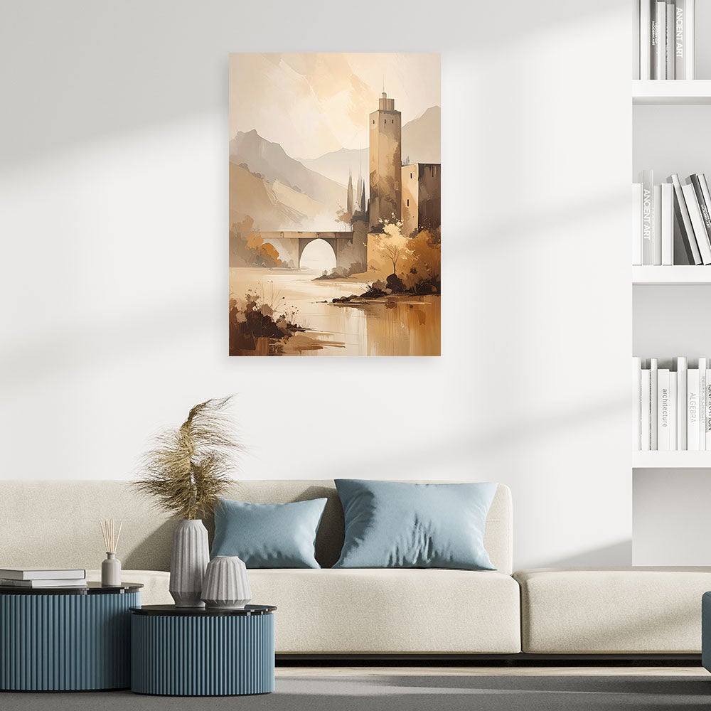 Obraz do salonu sypialni, Pastelowy Pejzaż Gór Architektura Rustykalny Krajobraz Natura 40x60 - 2