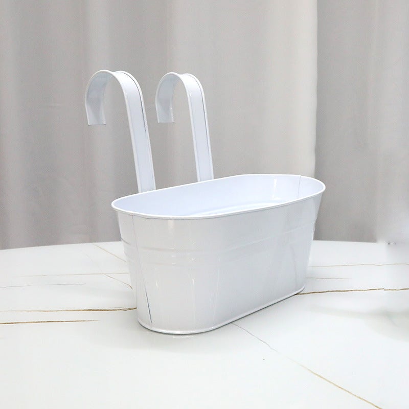 Donica do sadzenia roślin w domu, na balkonie lub w ogrodzie, wisząca doniczka w kształcie wiadra o wymiarach 27*14.5 cm (biała)