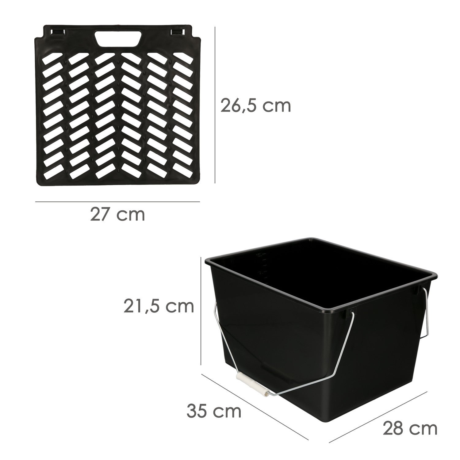 Lot De 5 Bacs à Peinture 15L – Noirs – Avec Poignée Métal Et Grille – Royaume-Uni