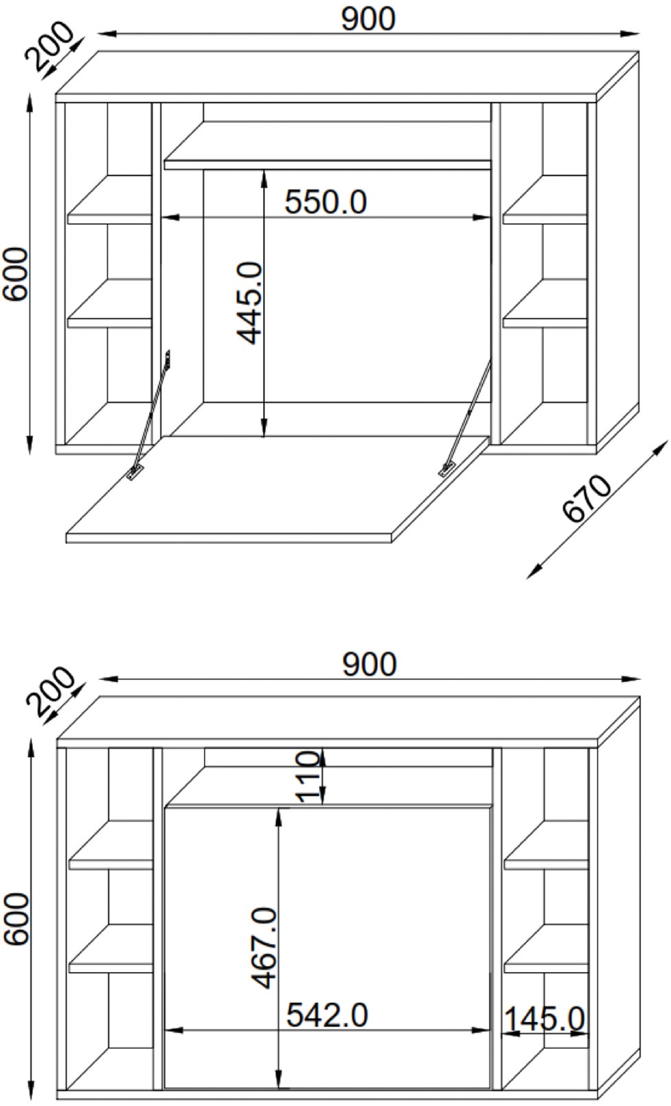 VCM Bureau Wandila Chêne miel H. 60 x B. 90 x T. 20 cm - 4