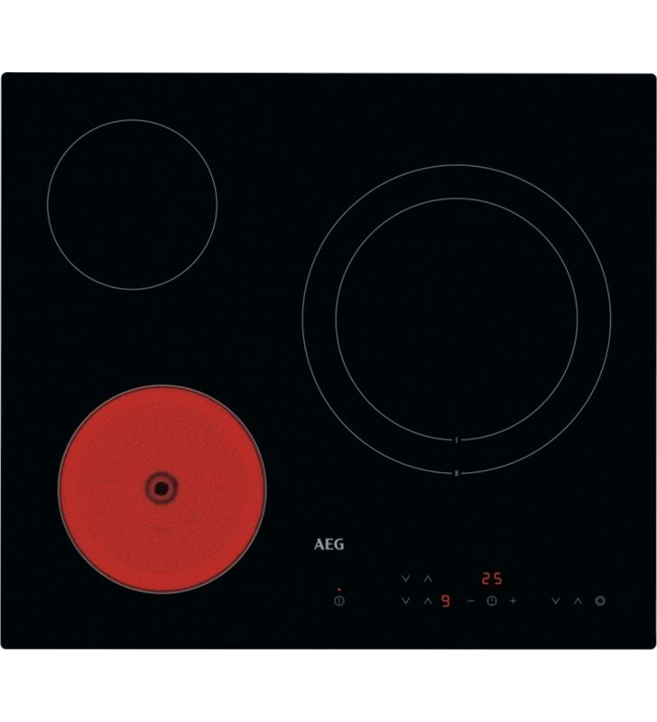 Placa Vitrocerámica 60cm AEG TN63RAF2CB | 3 Zonas, Fuego 27cm, Sin Marco, 5700W