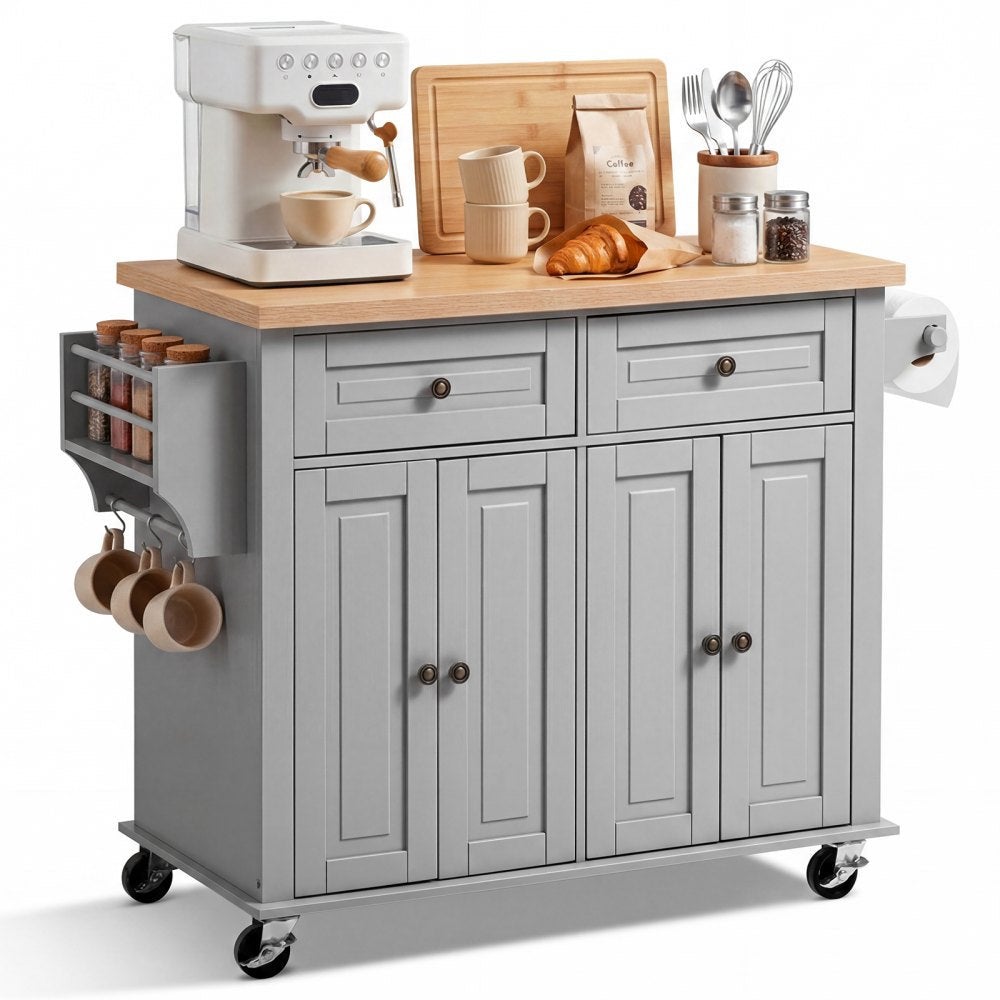Essenza Carro De Cocina Móvil 111 Cm, 2 Cajones, Ruedas Bloqueables, Gris , Leroy Merlin