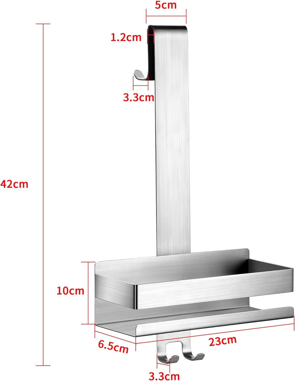 Support de douche suspendu – pour suspendre une paroi de douche en verre, support de rangement de douche avec crochets de porte en verre sans cadre - 5