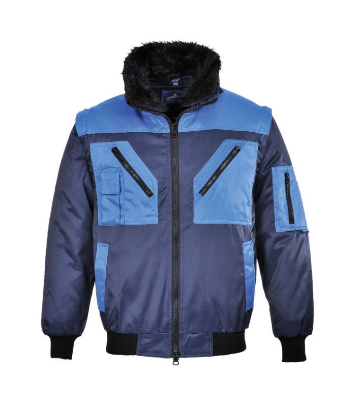 Blouson Pilot Portwest - Noir - Veste De Travail Déperlante Avec 6 Poches - Taille XL