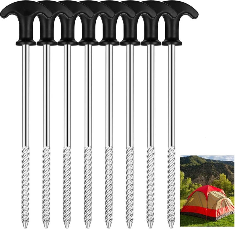 Lot De 15 Piquets De Tente Filetés Super Résistants - Luminescents (Glow-in-The-Dark), Avec Adaptateur Et Sac