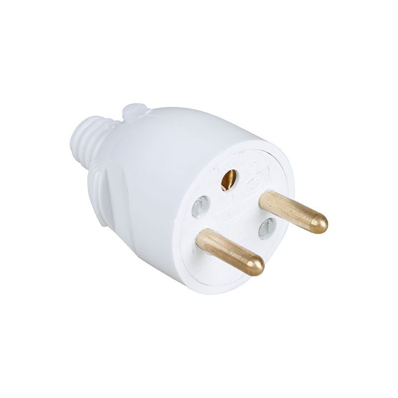 fiche mâle à coiffe en plastique - 2P+T - 16 A - Blanc - 2