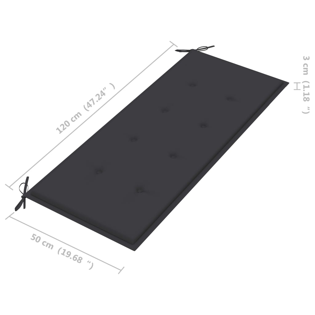 Banc de jardin empilable et coussin 128,5cm Bois de teck massif vidaXL - 7