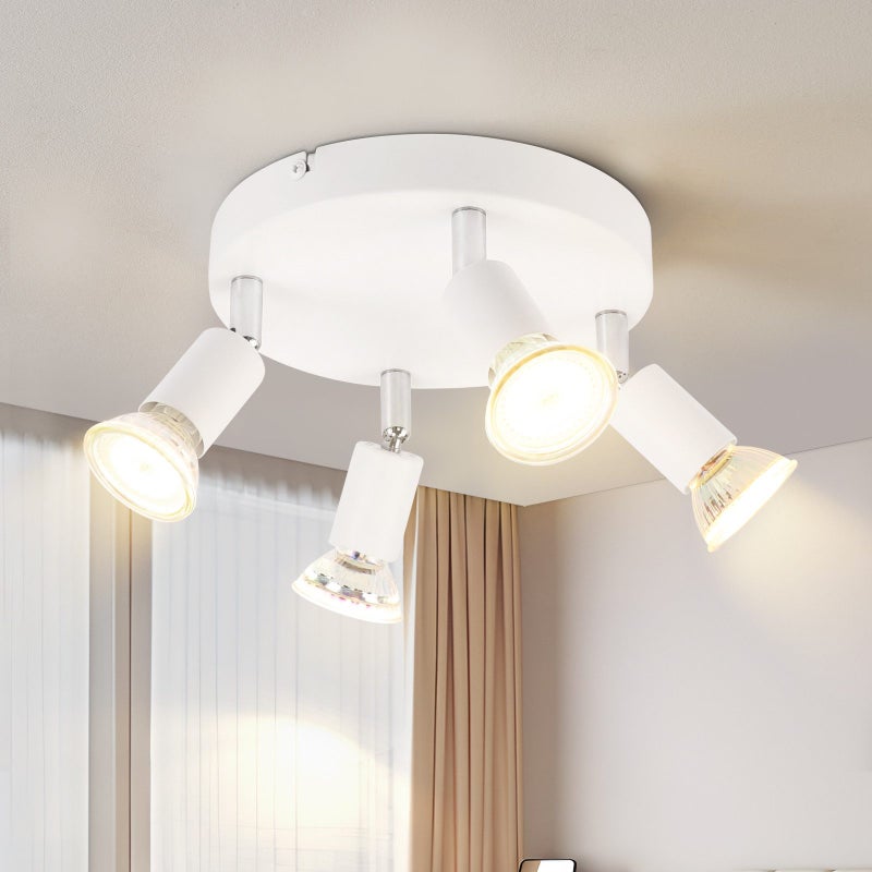 NETTLIFE Biały Reflektorowa sufitowy LED - nowoczesny metalowy 4-płomieniowy GU10 regulowany sufitowy