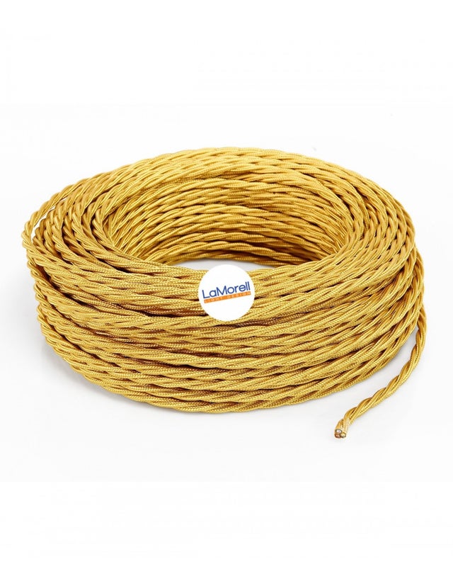 LA MORELL LIGHTDESIGN - CABO ELÉTRICO EM TECIDO DOURADO TR10 5MT 2X0.75