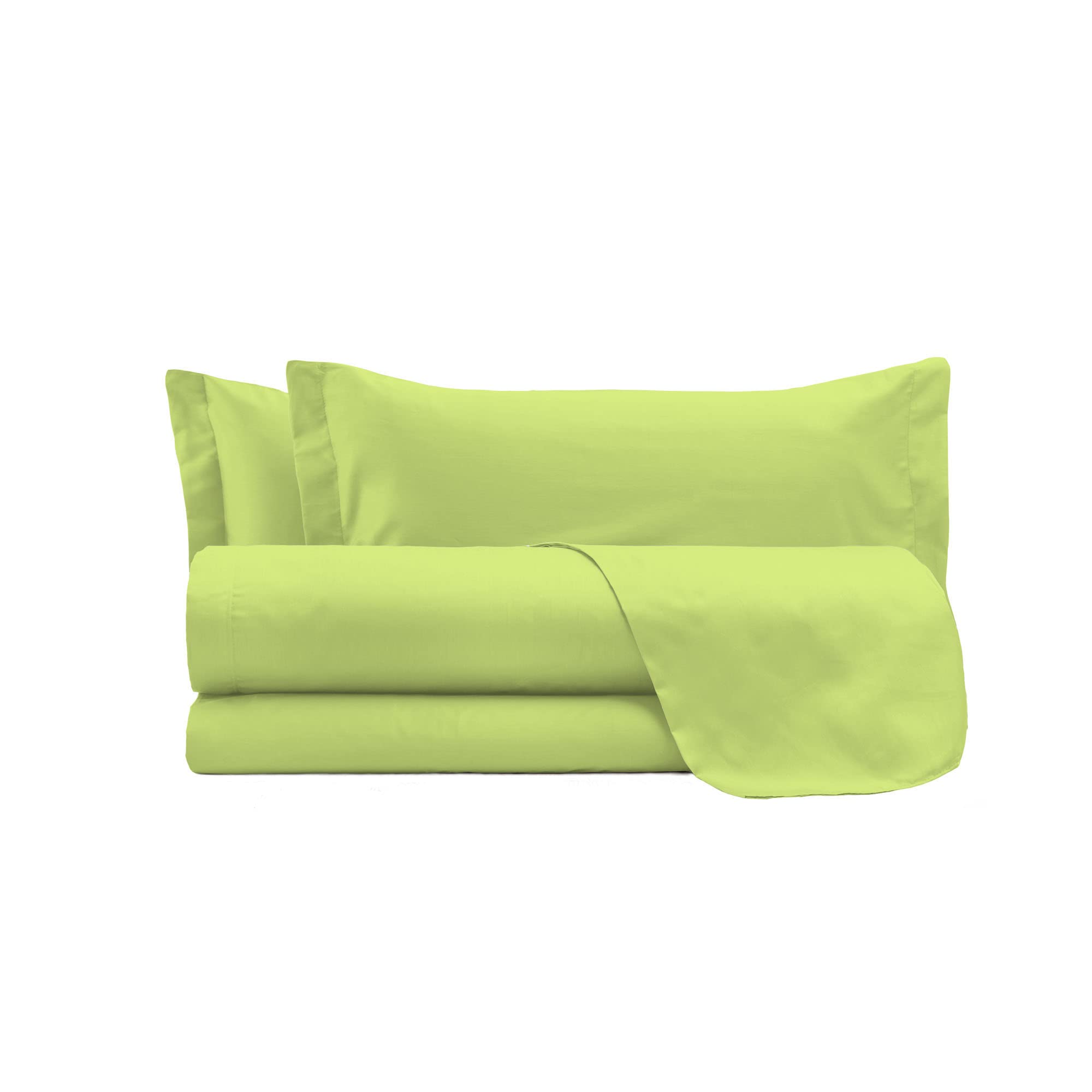 COMPLETO LETTO MAX COLOR, 100% COTONE, MADE IN ITALY, MATRIMONIALE, VERDE ACIDO - 3