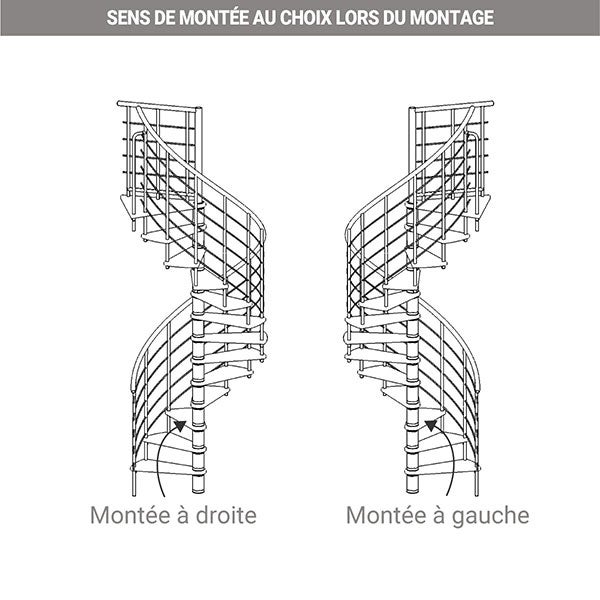 Escalier colimaçon 13 marches - Diamètre 140cm - Hauteur à franchir 2.54 à 3.05m - Gris et hêtre - VENE140-SGMNAT-13 - 5