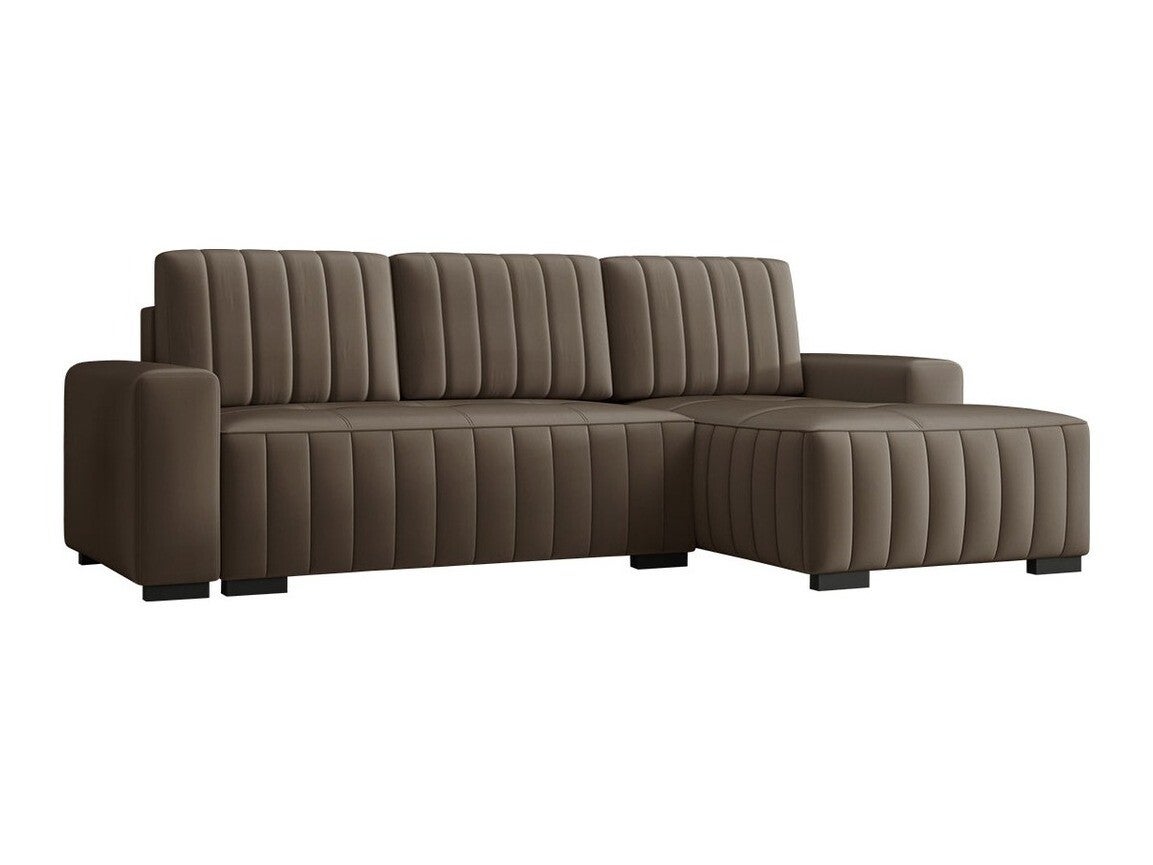 Sofá rinconero columbus 154, marrón, función de descanso, caja de ropa de cama, 240x140x85cm