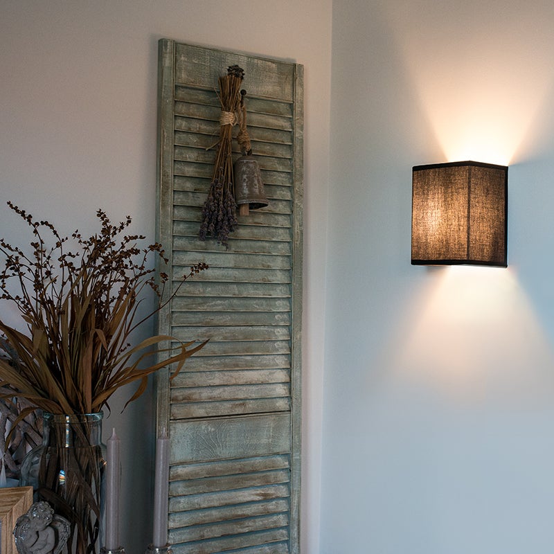 Rustykalna lampa ścienna czarna - Vete
