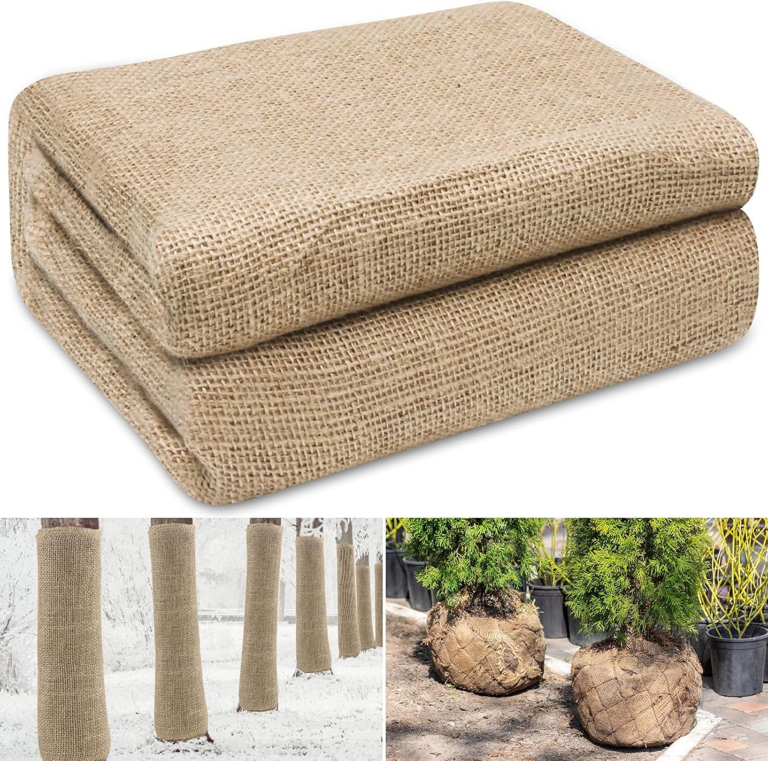 Toile de jute hivernage jardin 1x3m protection arbres et légumes contre gel et froid, rouleau naturel pour paillage et couverture - 2