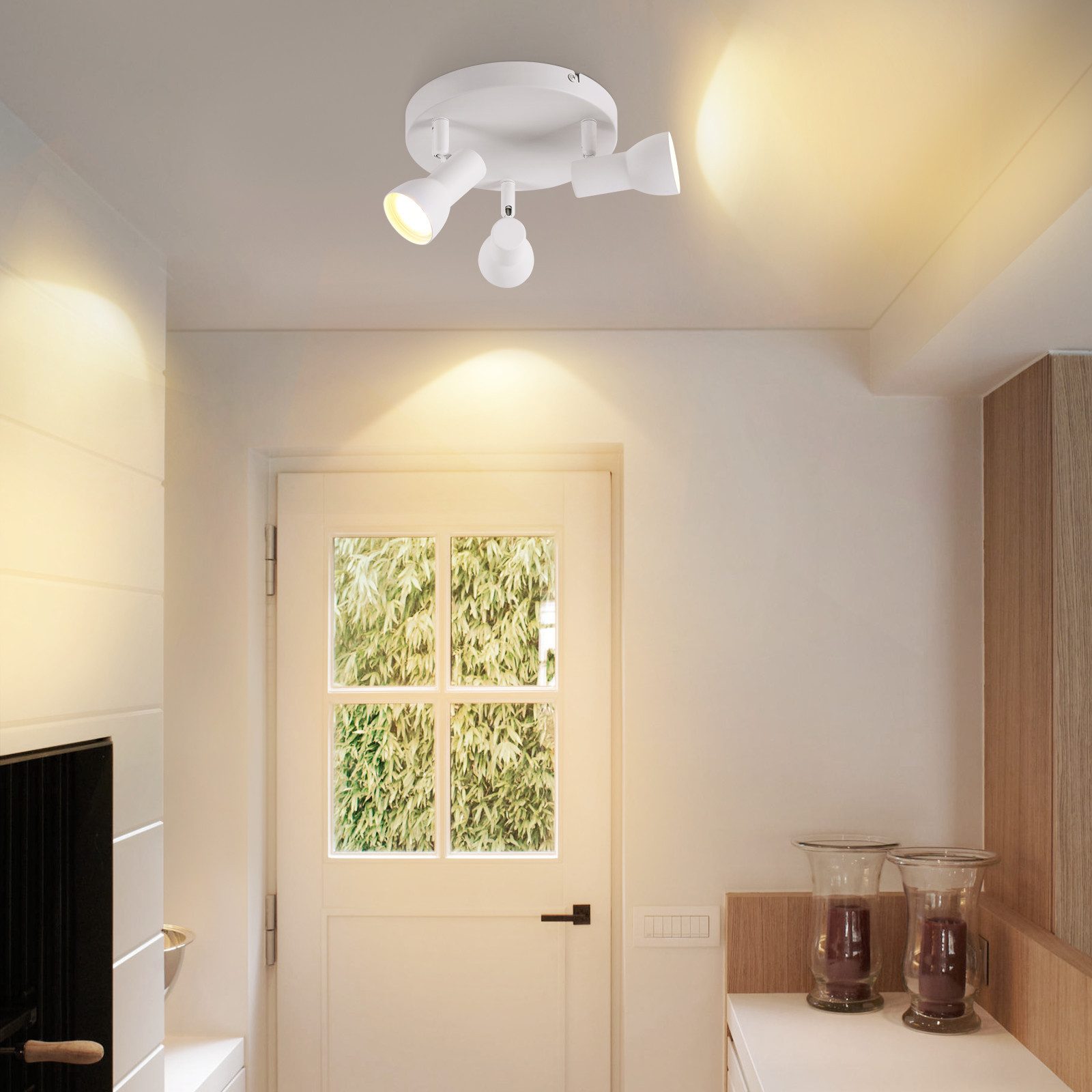 Spot de plafond NETTLIFE 3 flammes, rond, éclairage d'intérieur, blanc, métal, culot GU10 - 6