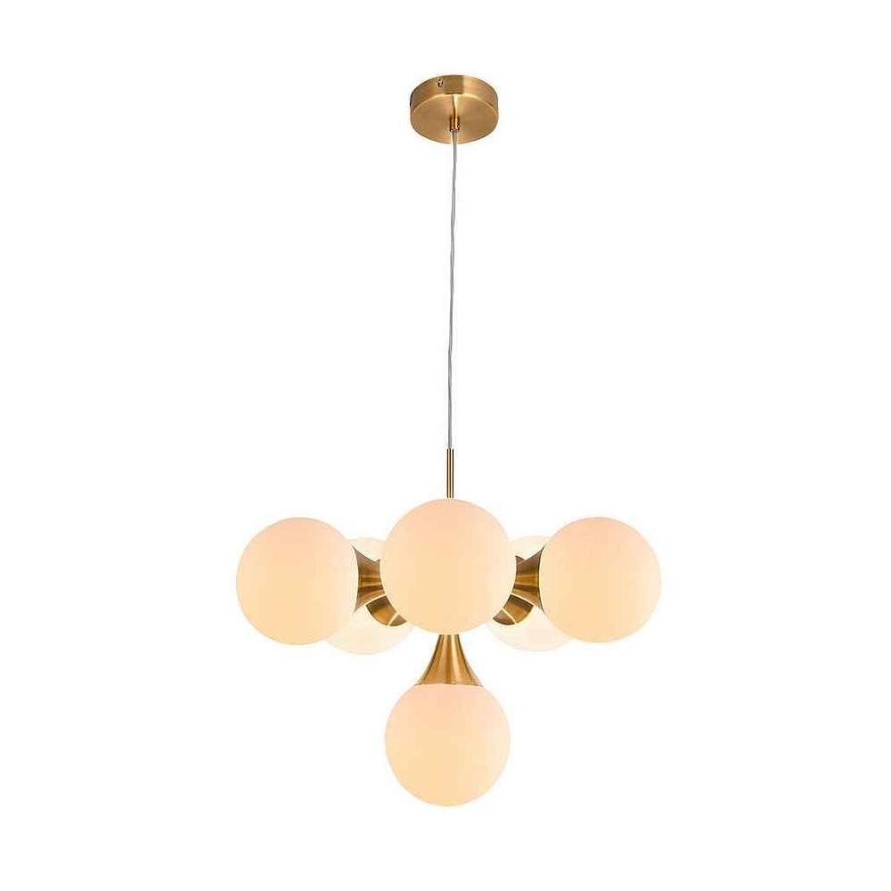 Lampe dorée avec tulipes sphériques FREY 6 lumières FABRILAMP - 2