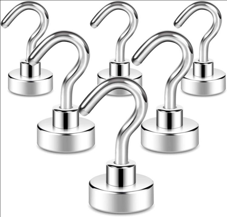Haczyk magnetyczny o sile 34 kg Haczyki z magnesem neodymowym Bardzo mocne haczyki magnetyczne 6 sztuk