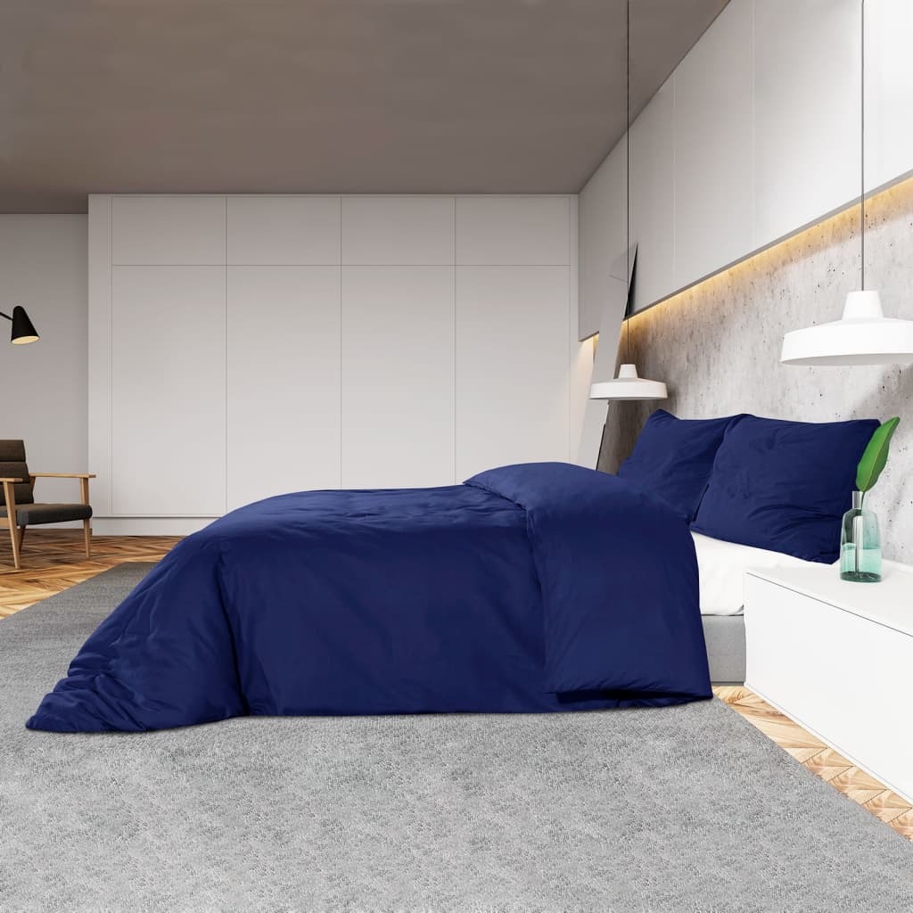 vidaXL Ensemble de housse de couette Bleu marine 200x200 cm Coton - 4