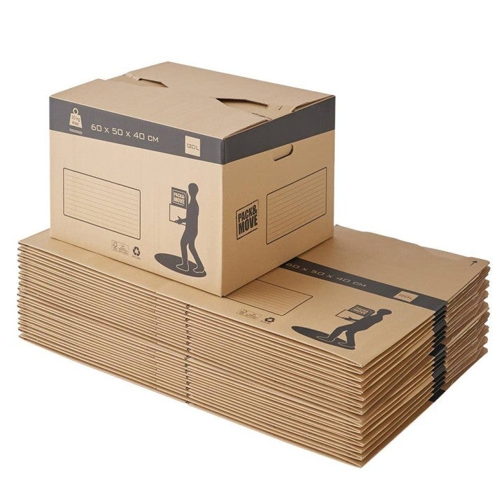 Pack and Move - Lot 20 cartons déménagement automatique - 60 x 50 x 40 cm - Poignées renforcées - 3