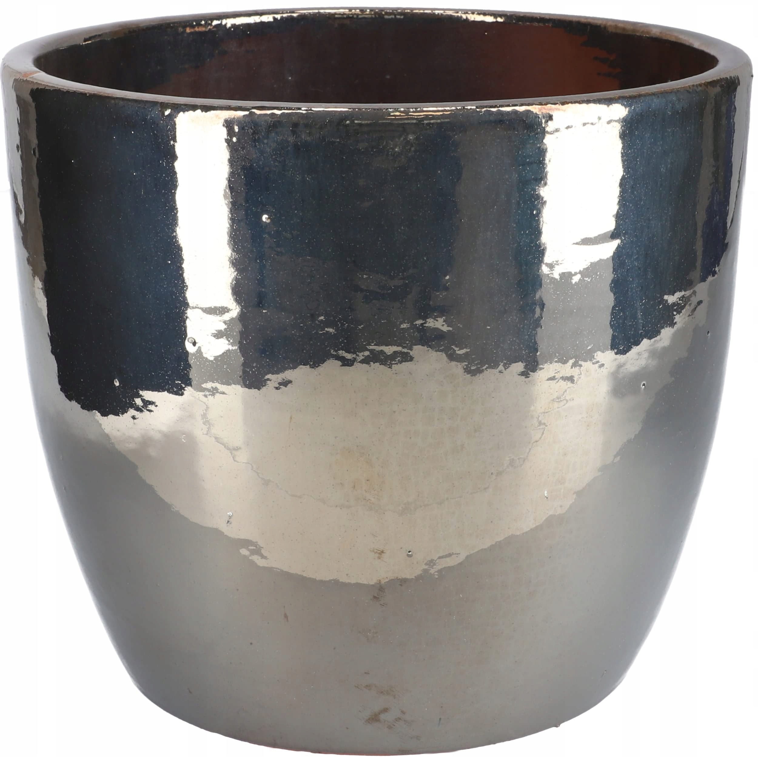 Pot de Fleurs de Jardin Ø 31 cm en Céramique Émaillée Graphite avec Bac d'Égouttement - KOTARBAU - 3