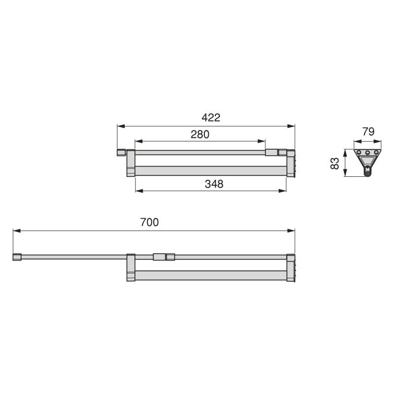 Emuca Porte-vêtements extractible pour armoire Peint en noir, Aluminium. - 6