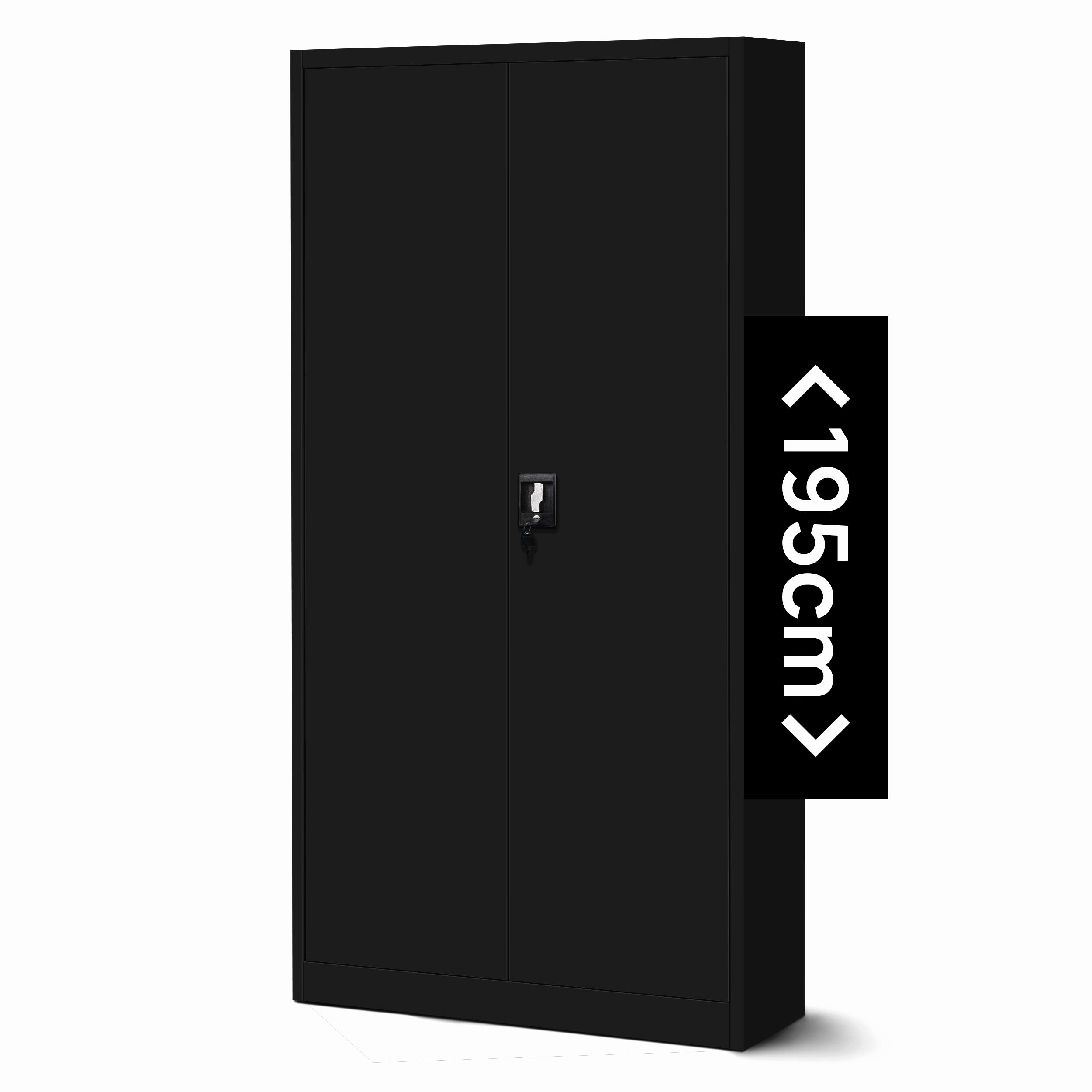 Metalowa Szafa Biurowa z 4 Regulowanymi Półkami 195 x 90 x 40 cm Czarna
