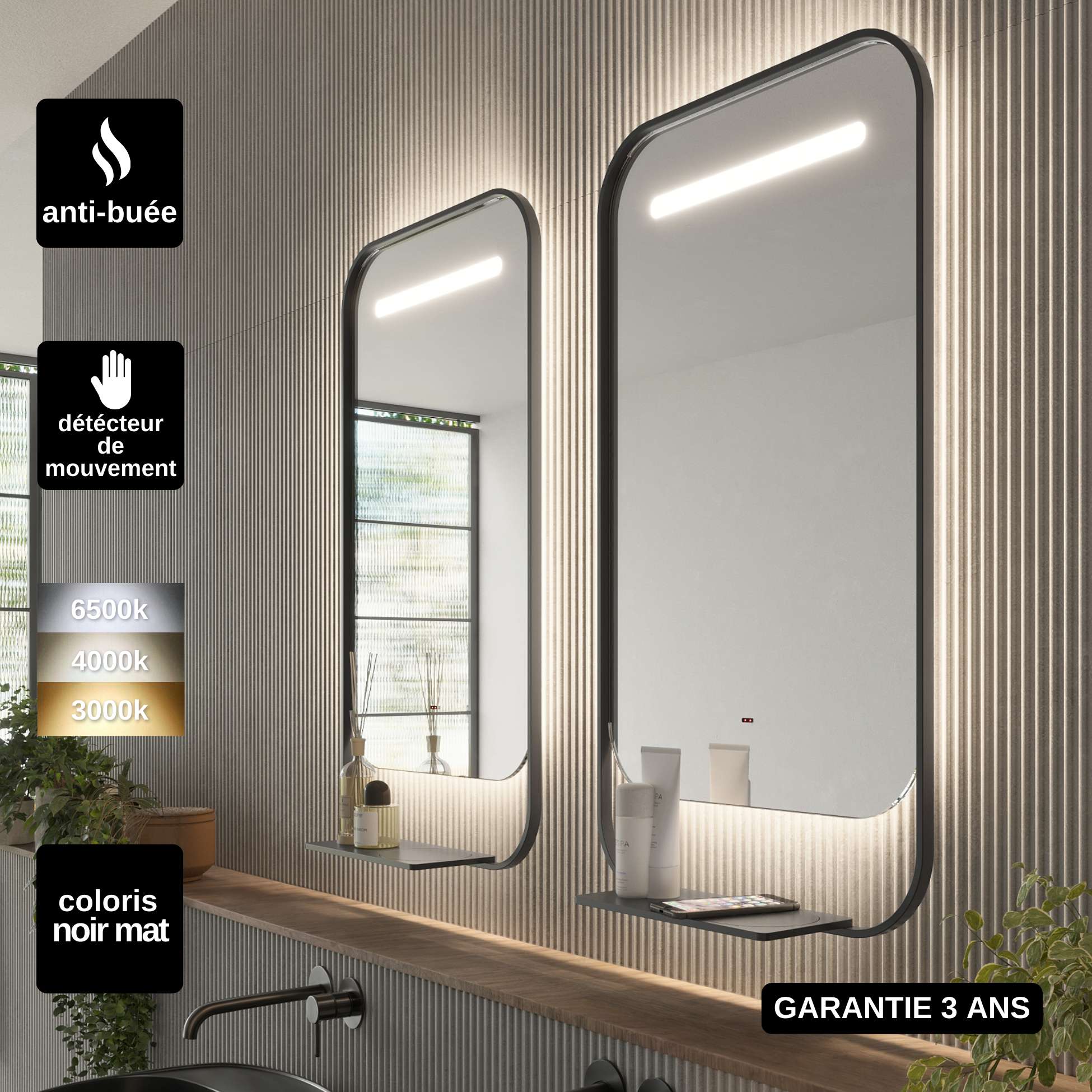 Miroir LED Salle De Bain Bathéa 60x80 Cm - Ovale - Antibuée - Lumière Variable