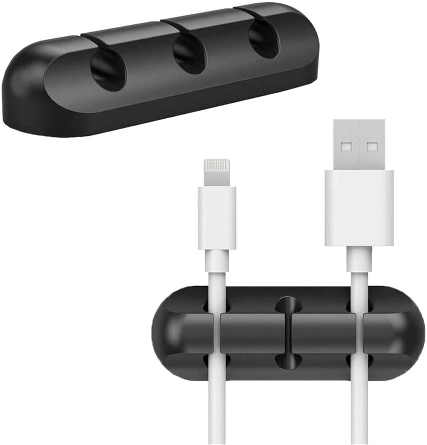 Klips do kabli (3 otwory) - Organizer kabli, haczyki samoprzylepne, uchwyt na kable zasilające i kable do ładowania, kabel o średnicy 3 mm.