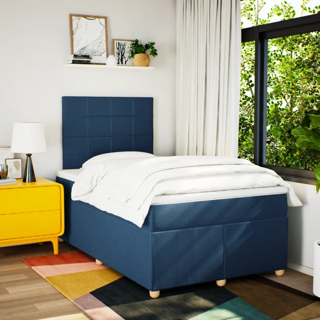 Maison Exclusive - Sommier à lattes de lit avec matelas Bleu 120x200 cm Tissu - 5