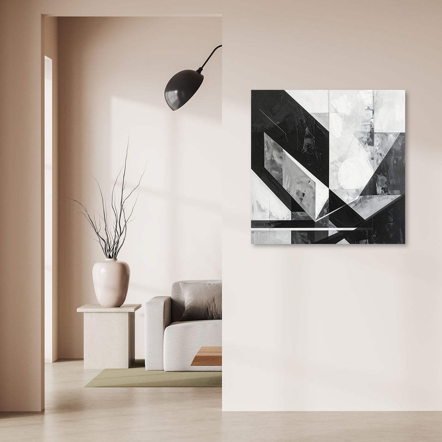 Obraz do salonu sypialni kuchni biura, Kompozycja abstrakcja czarno biała 50x50 - 2