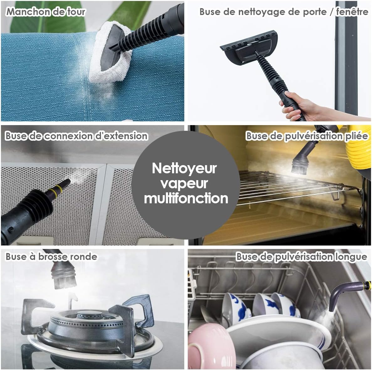 Limpador a Vapor Portátil, Limpador a Vapor Portátil com 9 Acessórios para Remover Manchas, Tapetes, Cortinas, 3 Bar de Alta Pressão, 350 ml, Amarelo - 4