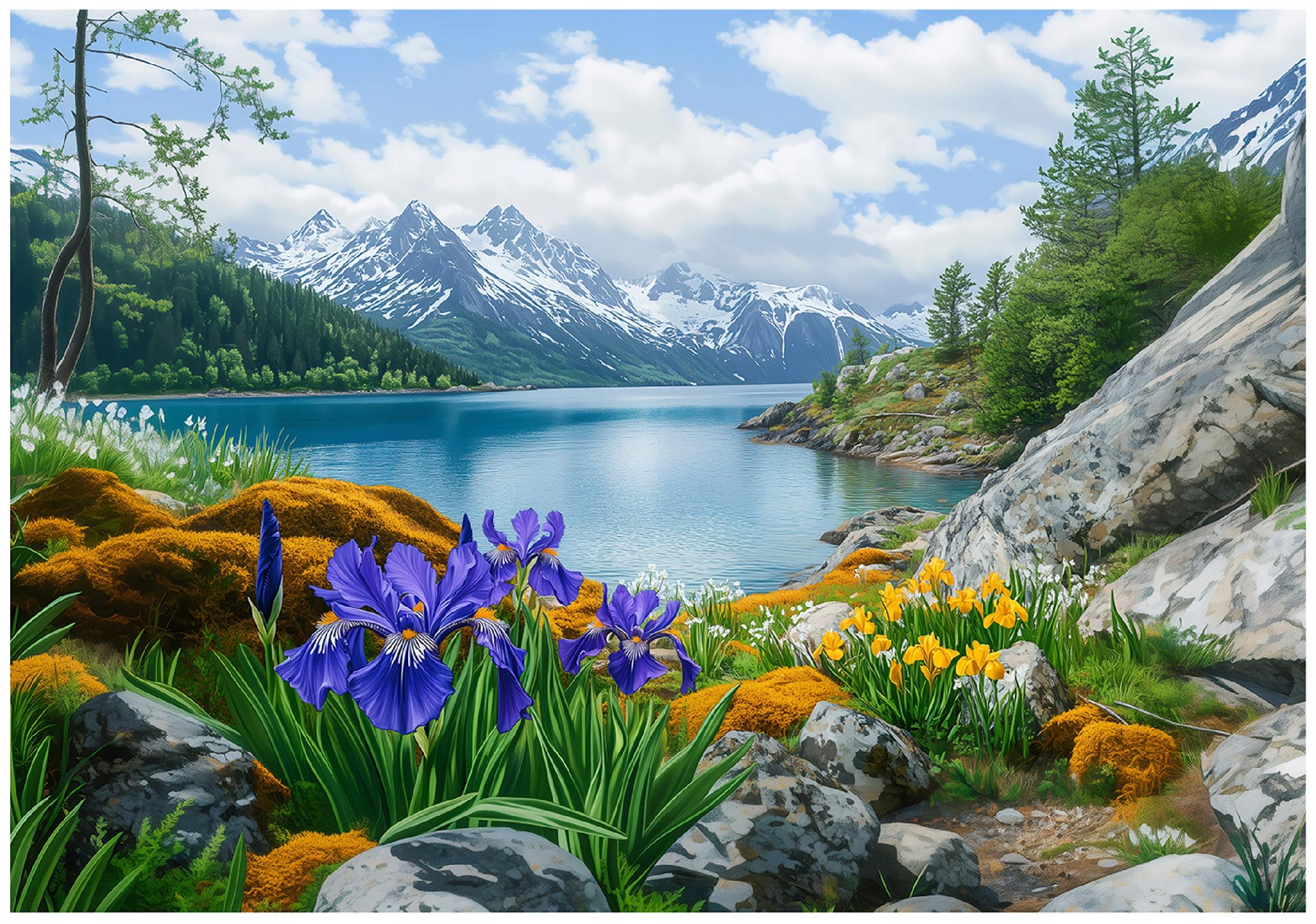 Fototapeta Krajobraz Górski 3D Jezioro Natura 250x175 cm Tapeta Do Sypialni Salonu Kuchni Na Flizelinie