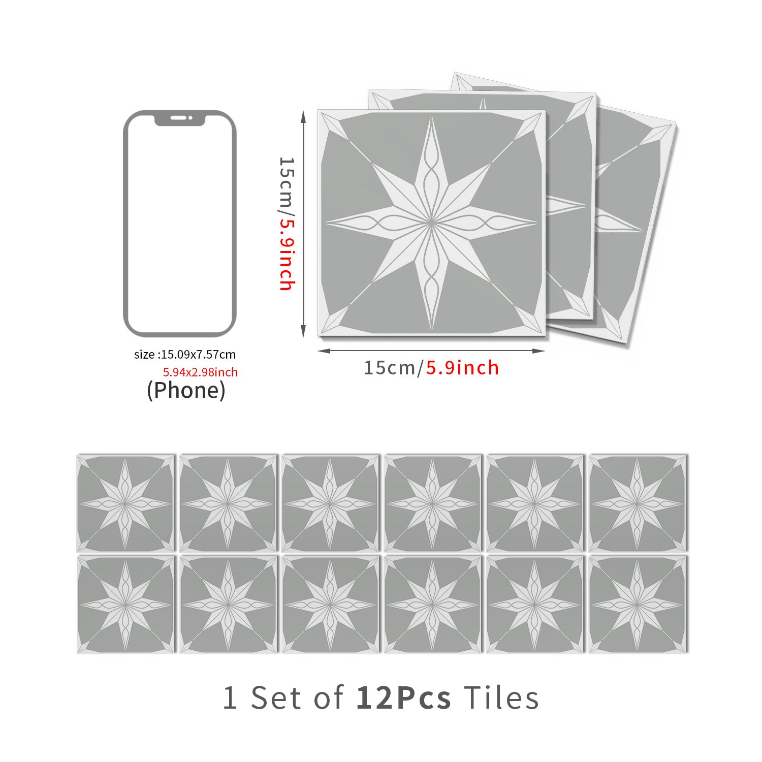 Lot de 12 panneaux muraux 3D autocollants, Crédence adhésive, Autocollants décoratifs, Imperméables et résistants à la chaleur, 15 cm x 15 cm - 4