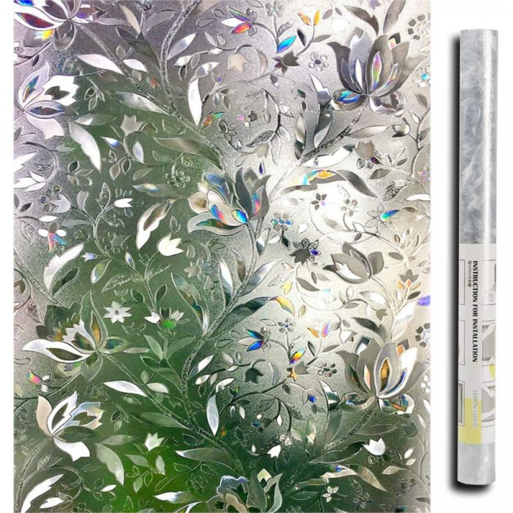 Folia okienna 3D, ochrona prywatności, ochrona UV, dekoracyjna, wzór tulipana (30 x 200 cm)
