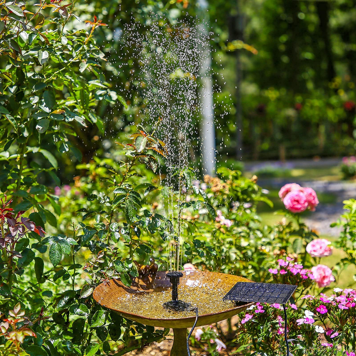 Kit de pompe à eau solaire, pompe de fontaine solaire, pompe de fontaine d'eau à énergie solaire avec 6 buses pour bain d'oiseaux, étangs, jardin - 2