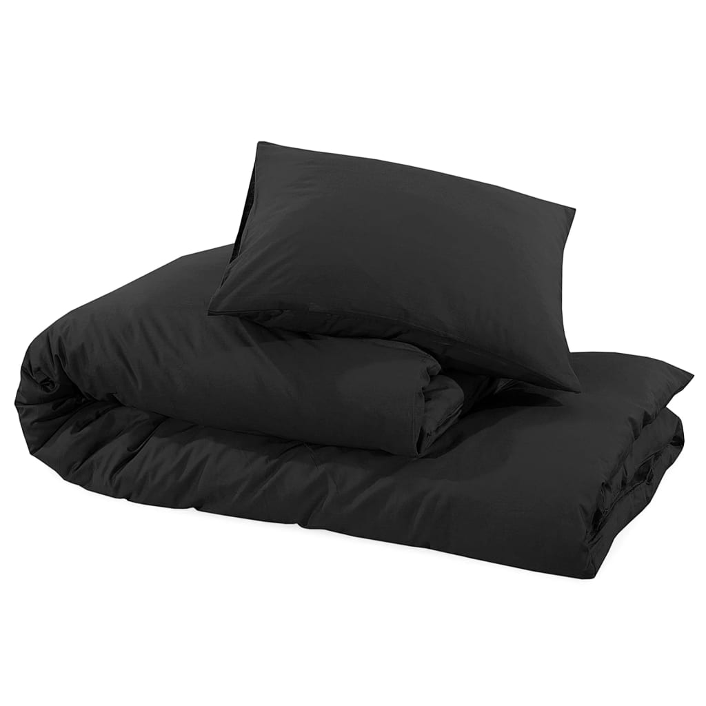 Conjunto de capa de edredão 220x240 cm microfibra leve preto vidaXL - 6