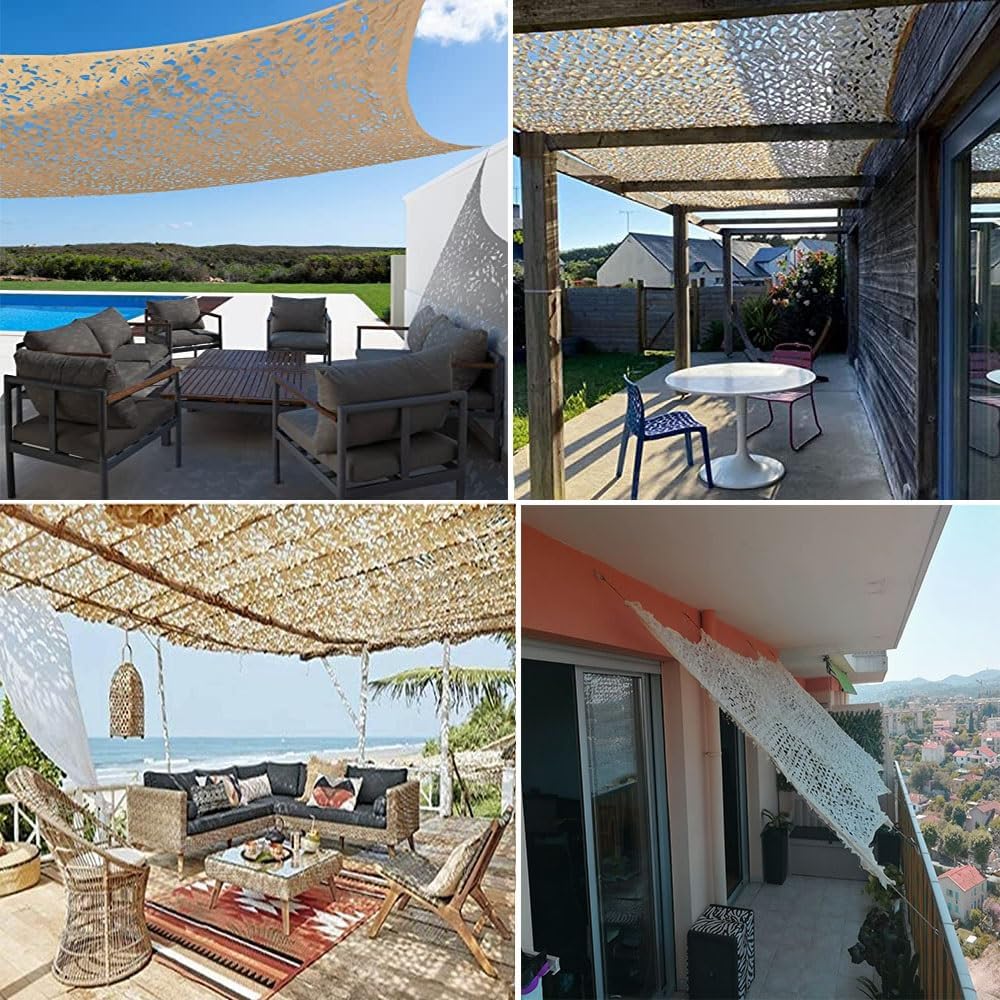 Red de camuflaje color arena - Red de sombra beige militar - Vela de sombra para pérgola, protección solar (Tamaño: 3 x 4 m) - 4