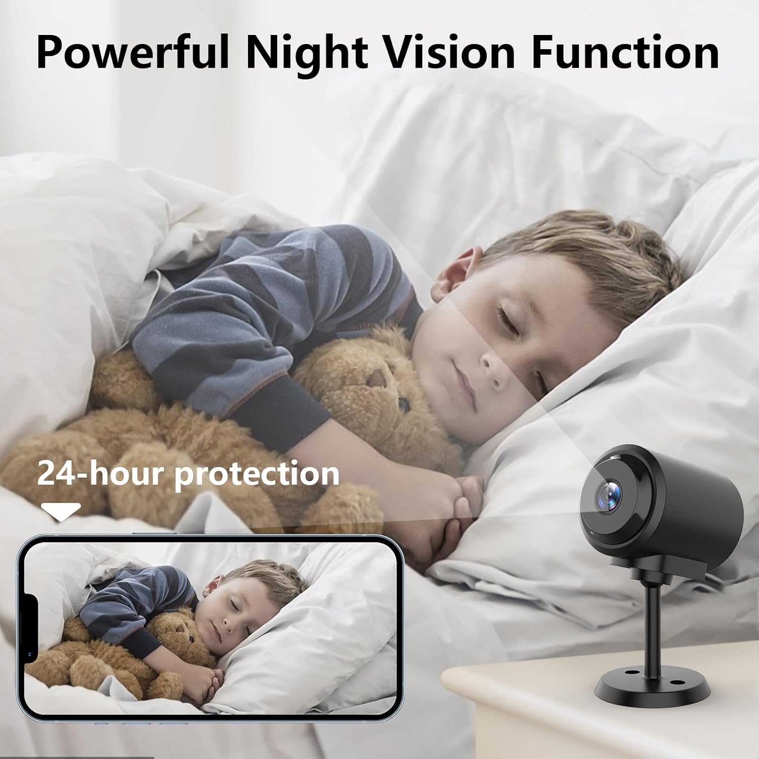 Caméra cachée, caméras de sécurité HD WiFi sans fil avec stockage sur carte SD et contrôle par application, surveillance sans fil - 5