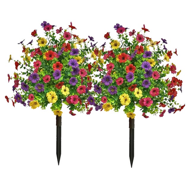 2Pcs Decorações de flores artificiais para exterior, resistentes aos raios UV e fáceis de instalar,adequadas para decorar varandas, pátios, 40 x 60 cm