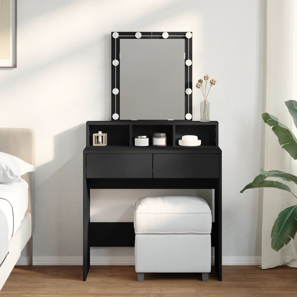 Coiffeuse avec LED noir 80x41x144,5 cm | Leroy Merlin