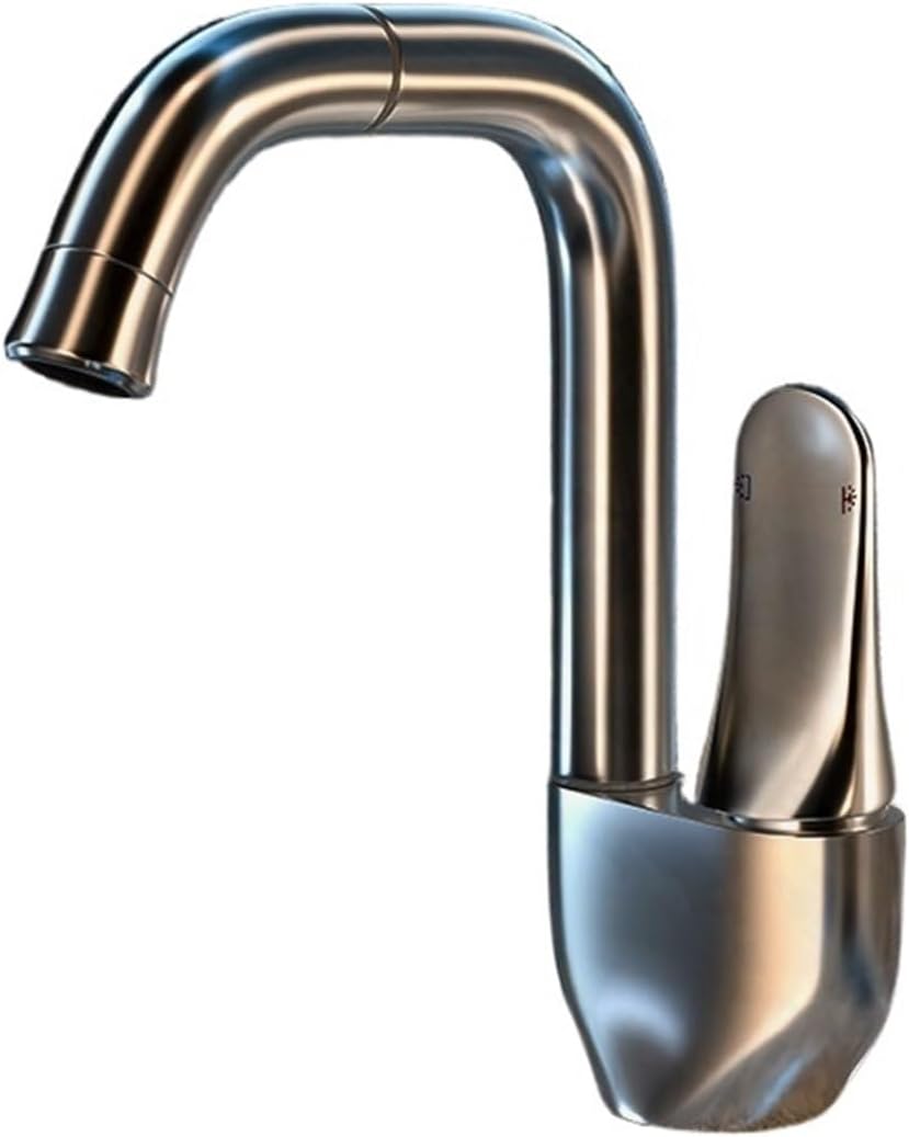 Robinet De Lavabo Mitigeur Une Main Gris Mat - Style Cascade, Laiton, 5 Ans Garantie, Marque Rozin