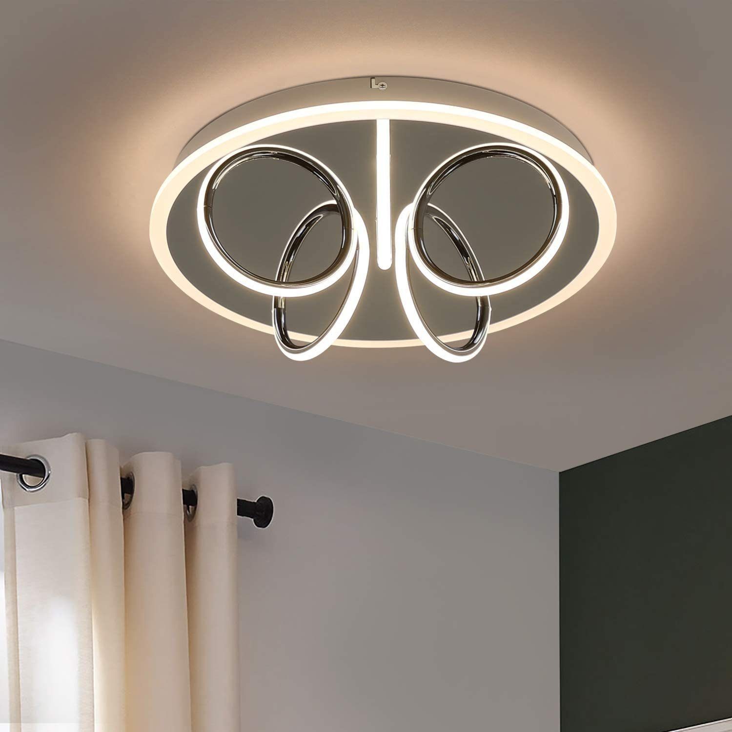 ZMH Lampa sufitowa LED, ciepła biel 3000K, wykonana z żelaza i akrylu