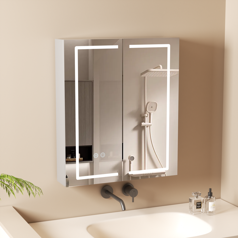 Aquawise armario de baño con espejo led 60x70cm antivaho 3 temperaturas de color estantes regulables totalmente montado diseño contemporáneo robusto