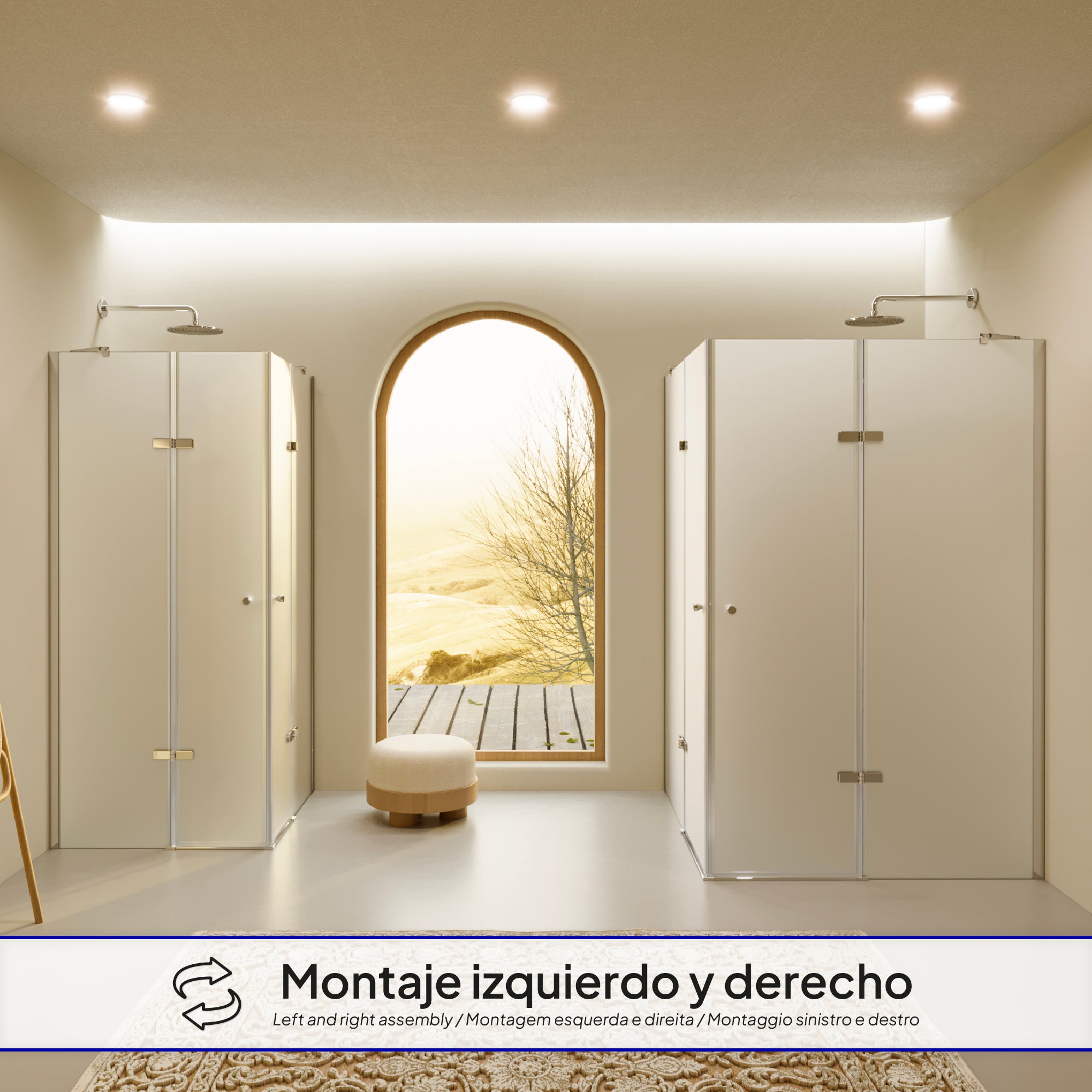 Box Doccia Alice 75x80x190cm| NON REVERSIBILE |Porta battente, regolazione 74,3-76,3x79,3-81,3cm|Profili Cromati, Vetro satinato 6mm - 3