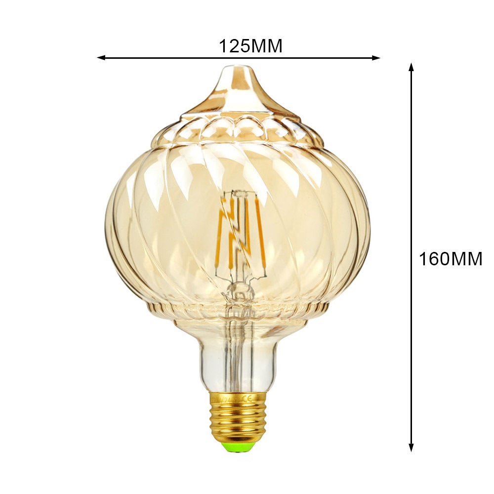 Ampoules LED Vintage 4W Blanc Chaud 2700Kelvin Big Globe Cristal Ampoule LED 220/240V Edison Vis E27 Base Spécialité Ampoule Décorative G125 (Lantern) - 3