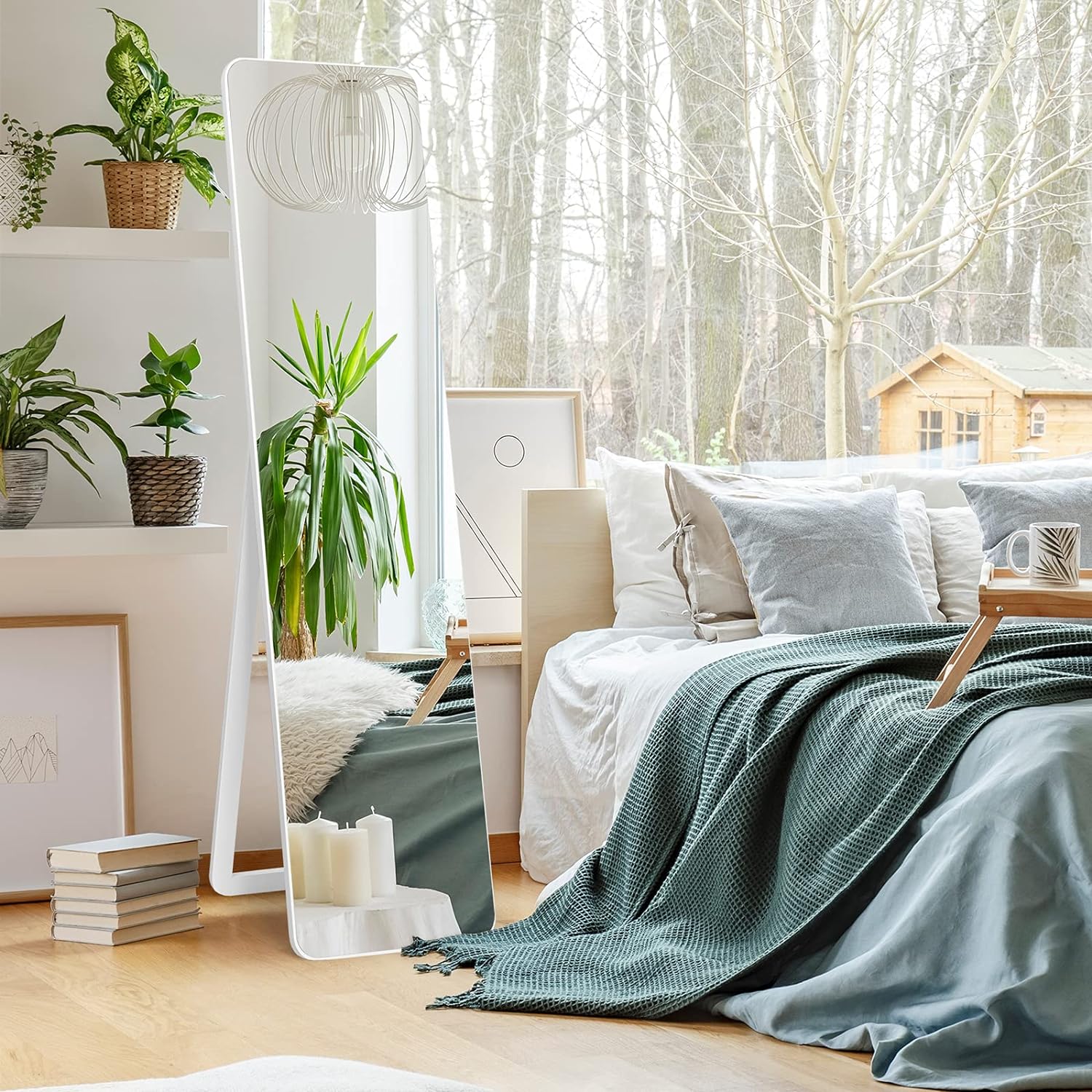 2 in 1 Specchio da Terra, Grande Specchio Autoportante a Figura Intera 160 x 37 cm, per Camera da Letto, Soggiorno - 3