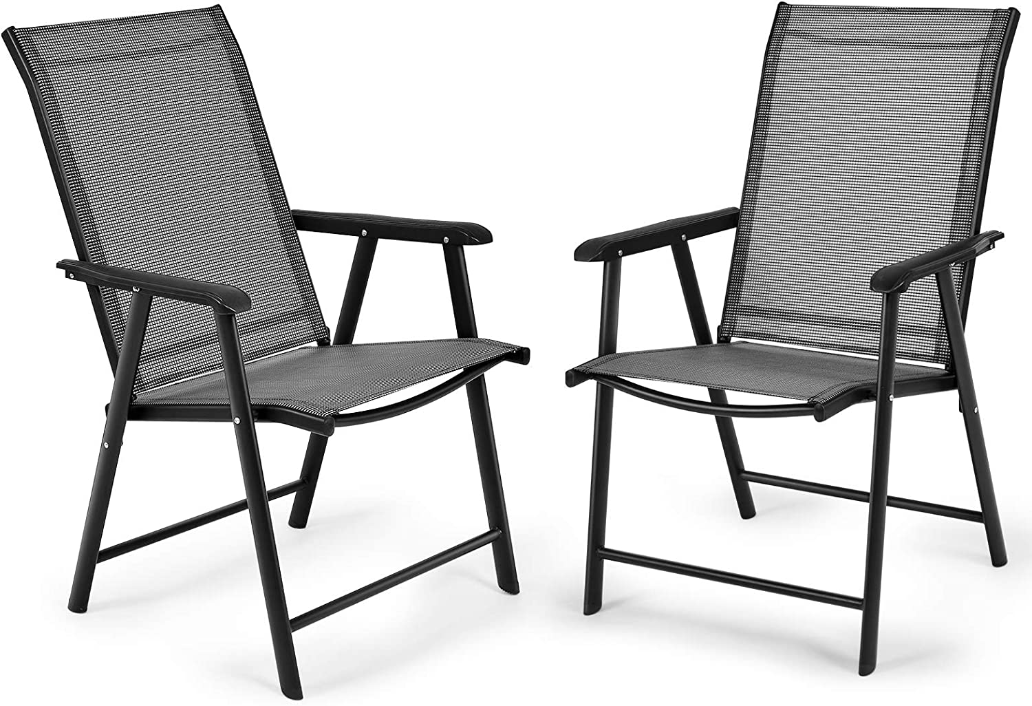 Zestaw 2 krzeseł ogrodowych, składane krzesło tarasowe, do 110 kg, krzesło kempingowe, składane krzesło tarasowe, krzesło z oparciem, do ogrodu